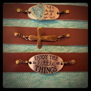 Handmade Inspirational Leather Cuff Bracelet